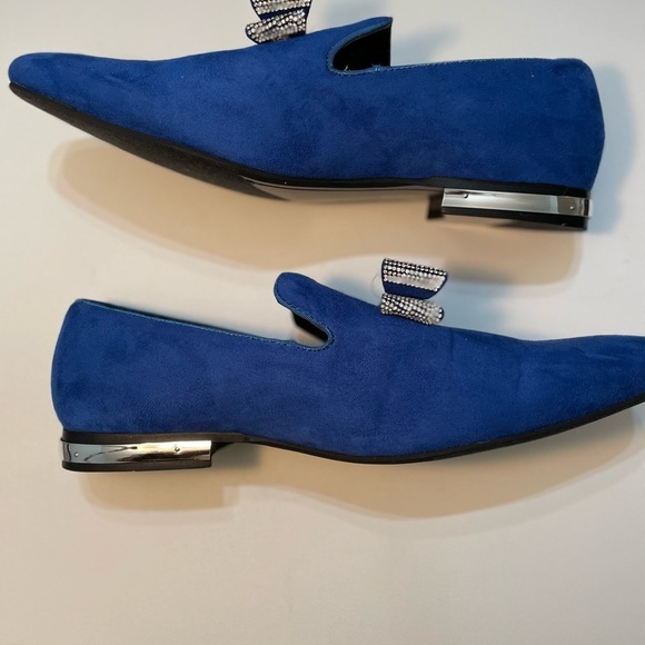 Amali Royal Blue Loafers with Crystal Bow Shoes Size 15 SB-6 main image 8